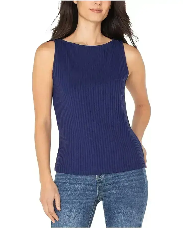 Women's Liverpool Los Angeles Sleeveless Boat Neck Rib Knit Top