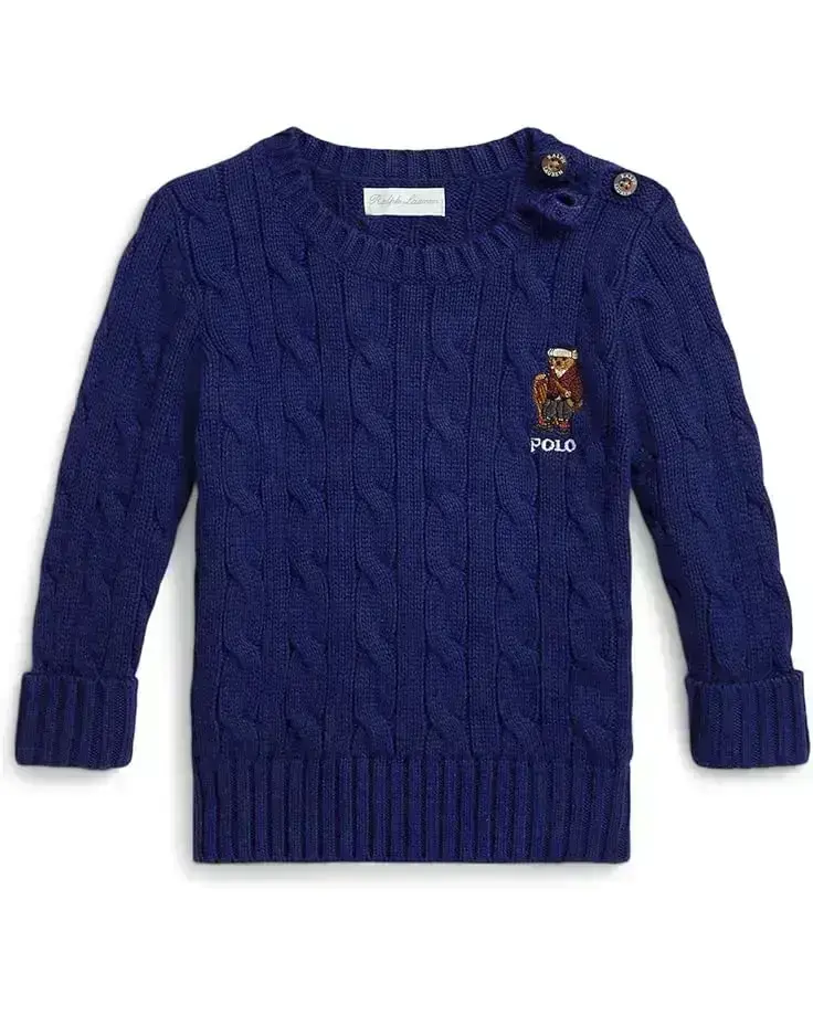 Polo Bear Cable-Knit Cotton Sweater (Infant)