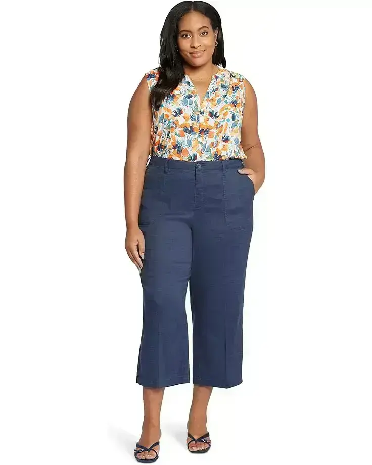Plus Size Wide Leg Cropped Cargo