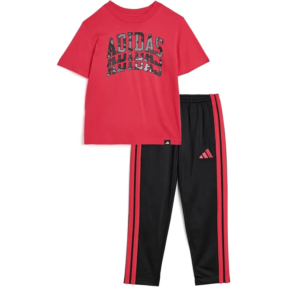 Graphic Cotton Tee & 3-Stirpe Pants Set (Toddler/Little Kid)
