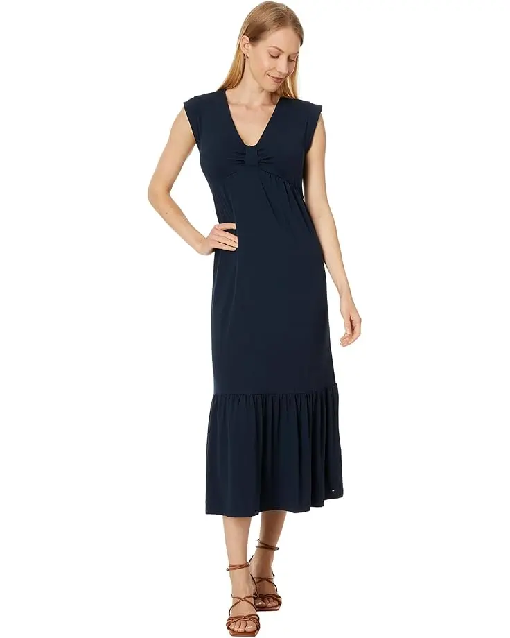 Solid Tiered Midi Dress