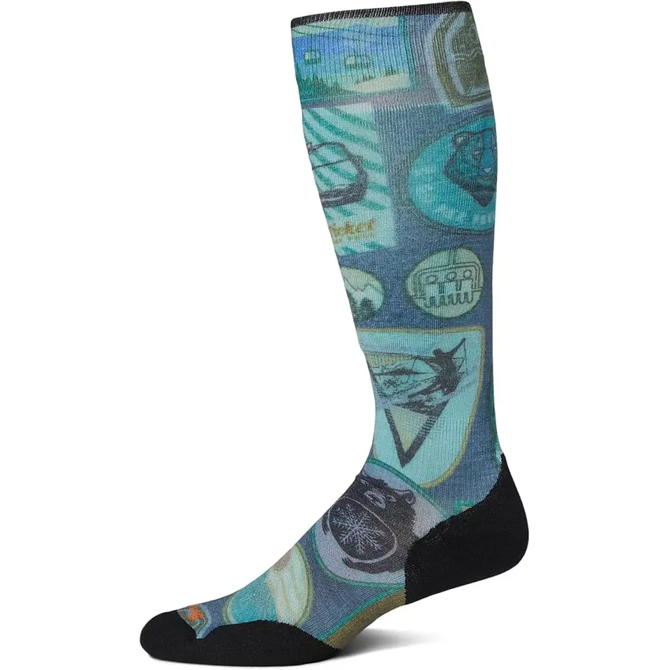 Ski Targeted Cushion Explorer Print Over The Calf Socks