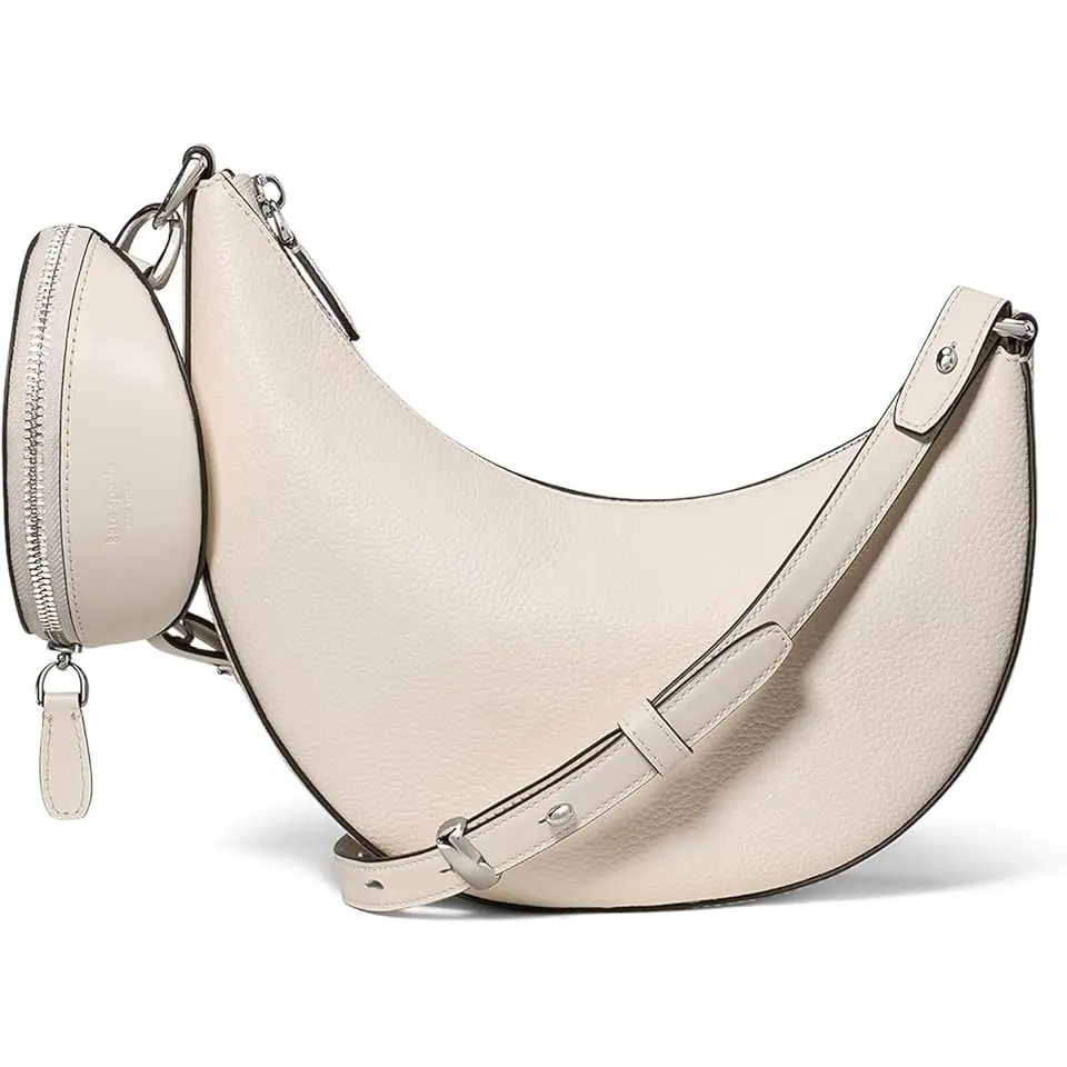 Duo Pebbled Leather Crossbody Bag With Embellished Strap