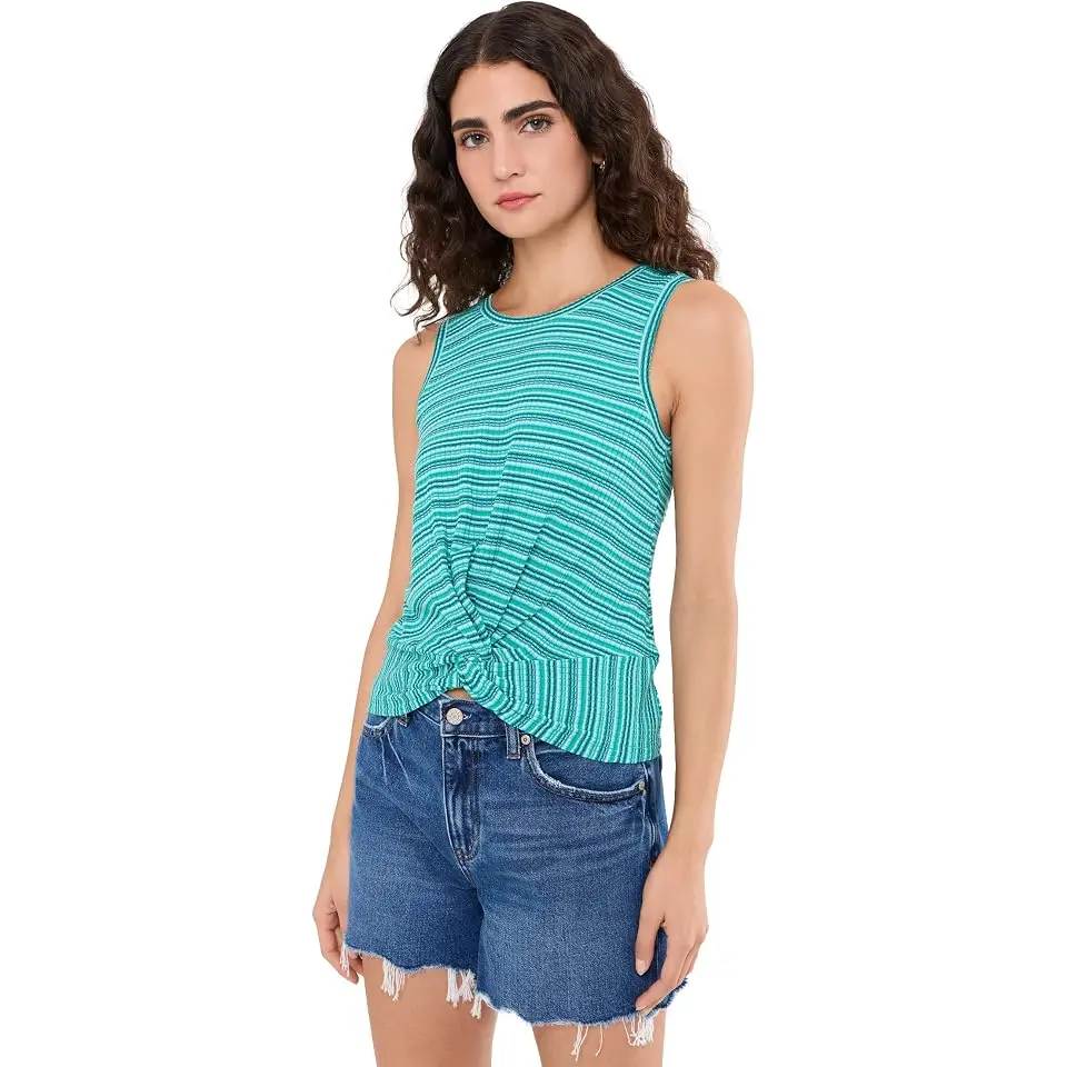 Sleeveless Crew Neck Twist Front Knit Top