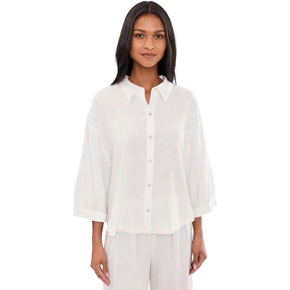 Linen Blend Relaxed Sleeve Top
