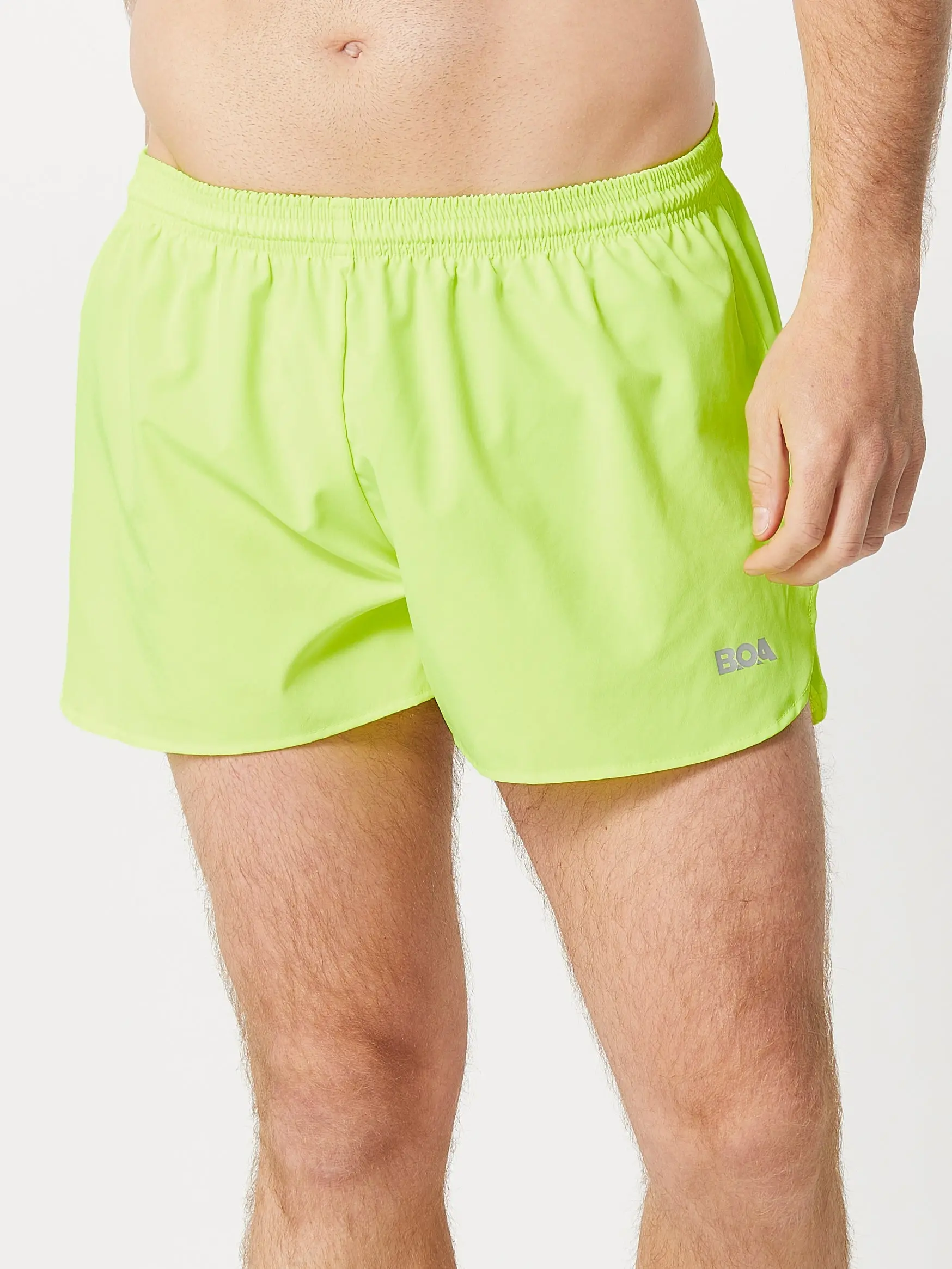 BOA Men's 1" Stretch Elite Split Short Neon Yellow