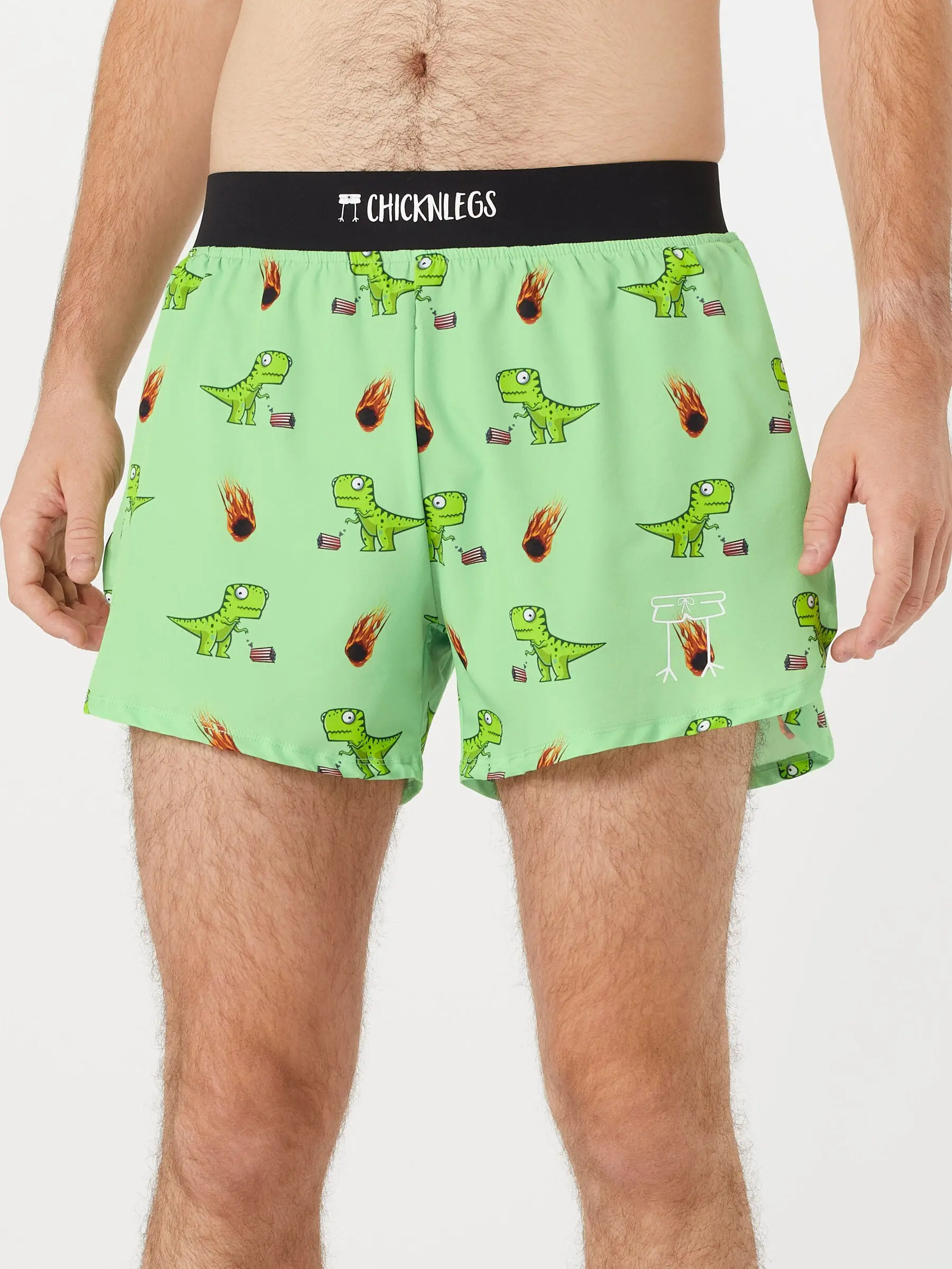 ChicknLegs Men's Dino-sore 4" Half Split Shorts