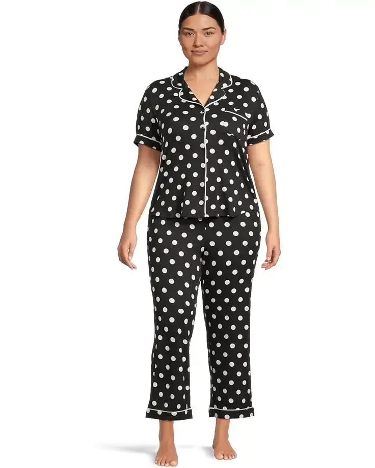 Women's Kate Spade New York Brushed Jersey Short Sleeve Cropped PJ Set