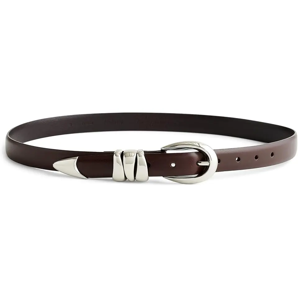 Triple Metal Keeper Belt in Leather