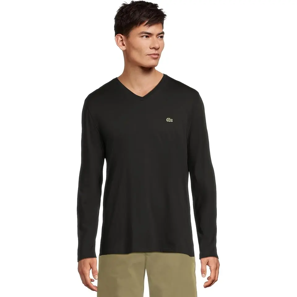 Long Sleeve Pima Jersey V-Neck T-Shirt