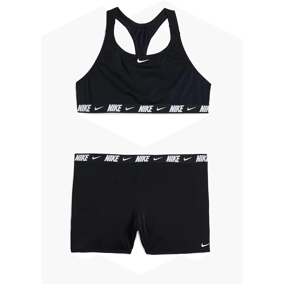 Logo Tape Racerback Bikini & Short Set (Big Kid)