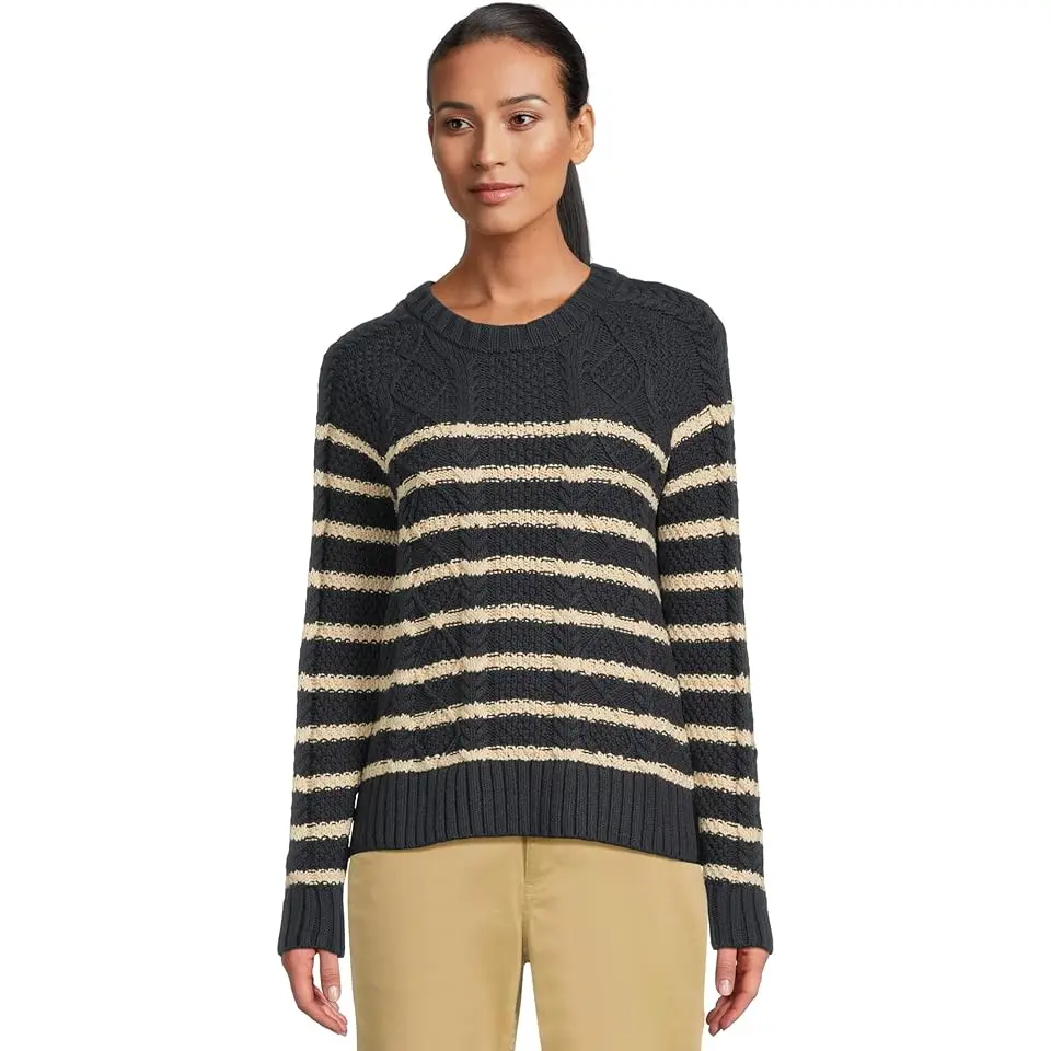 Signature Cotton Fisherman Crewneck Sweater Stripe