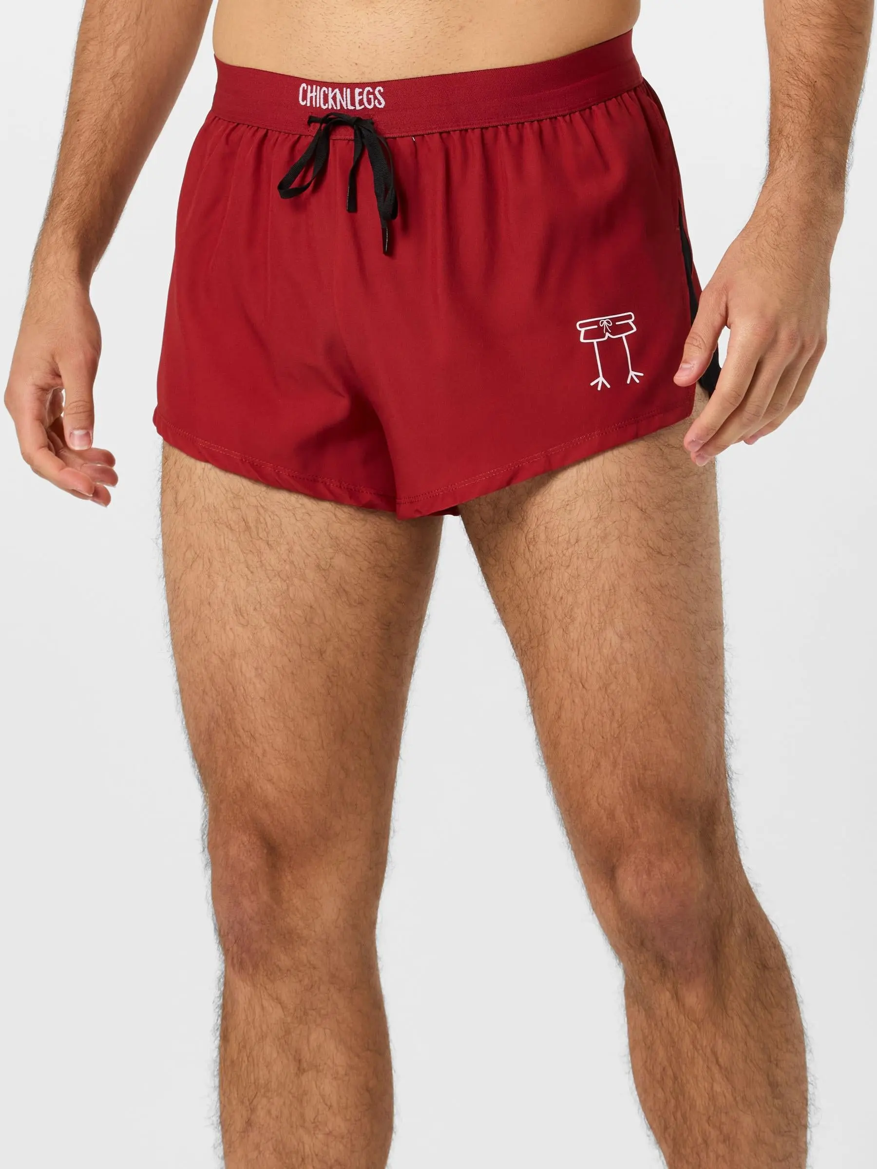 ChicknLegs Men's Cardinal Red 2" DS Split Short