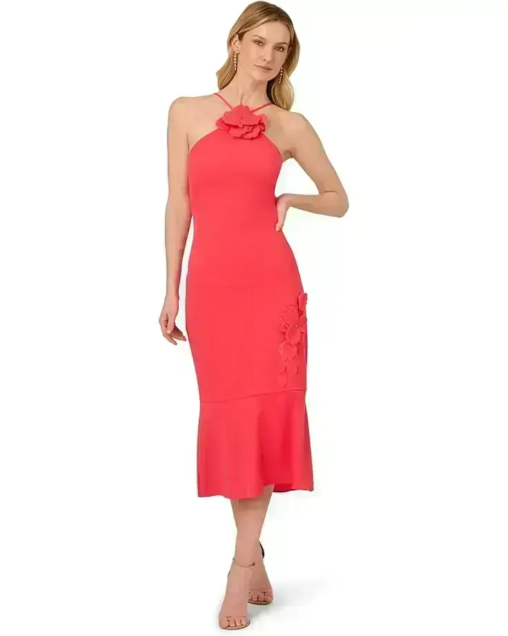 Women's Adrianna Papell 3d Flower Halter Midi Dress