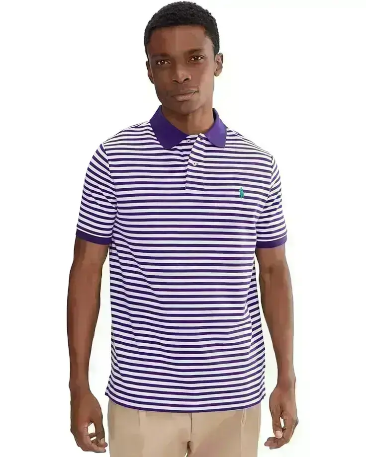Men's Polo Ralph Lauren Classic Fit Striped Mesh Polo Shirt