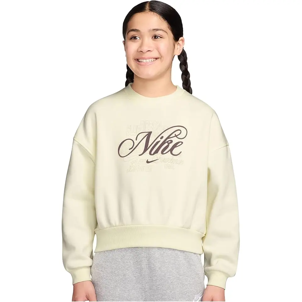 Sportswear Club Fleece Boxy Crew Neck Sweatshirt (Little Kid/Big Kid)