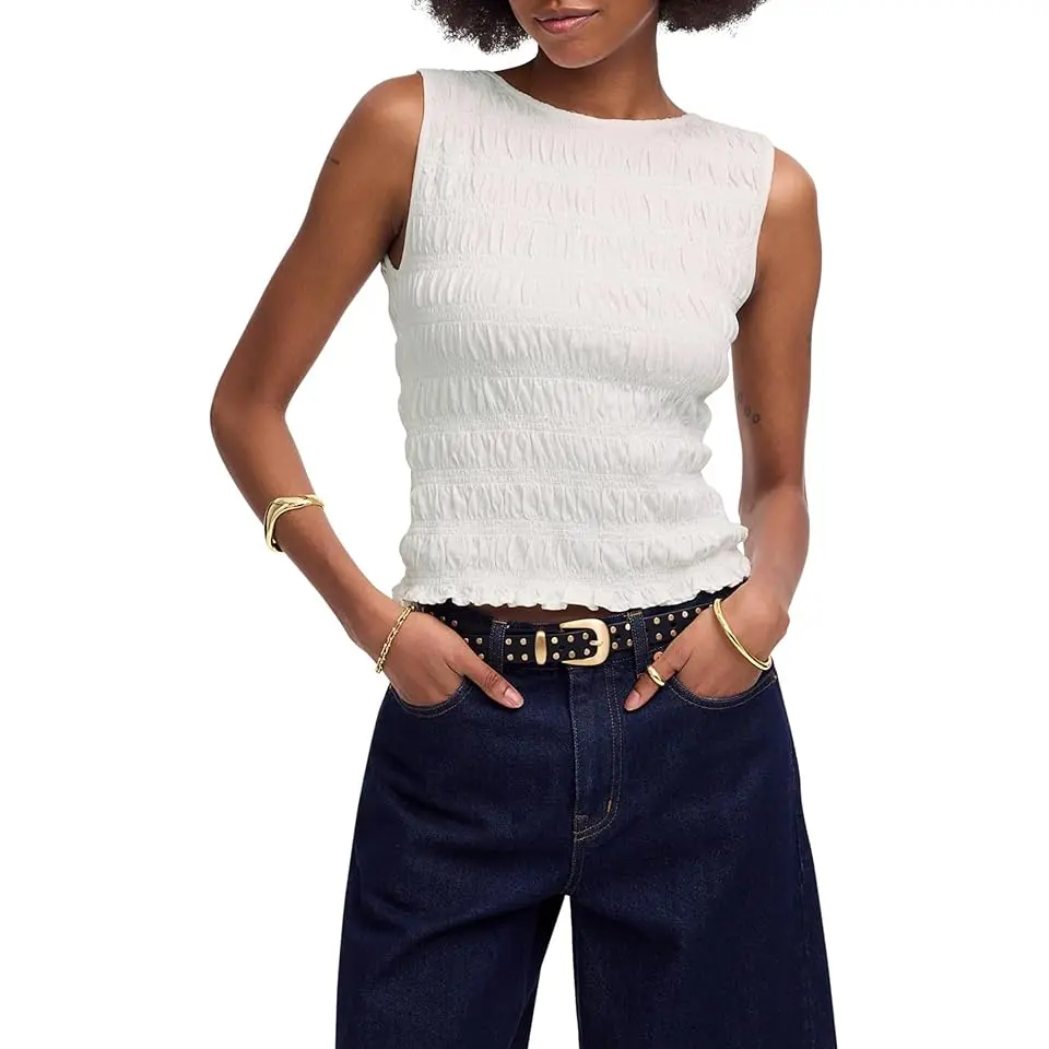 Smocked Boatneck Tank
