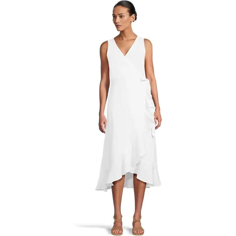 Coastalina Sleeveless Wrap Midi Dress