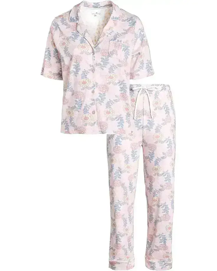 Women's Karen Neuburger Plus Size Rose Gardens Notch Collar Girlfriend Pajama Set