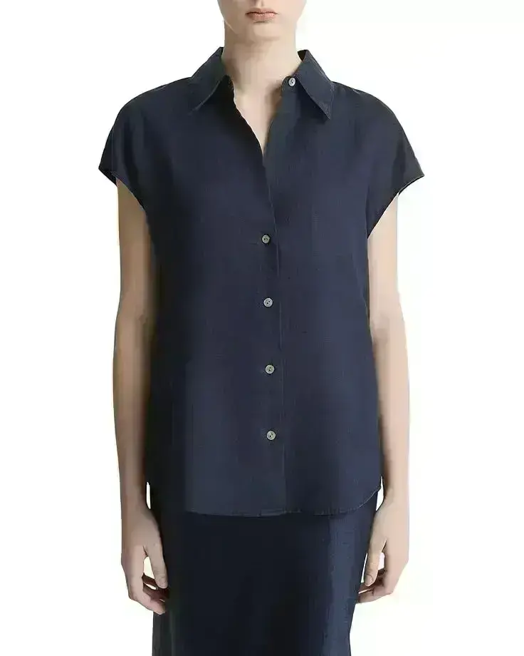 Women's Vince Cap Sleeve Button Down Blouse