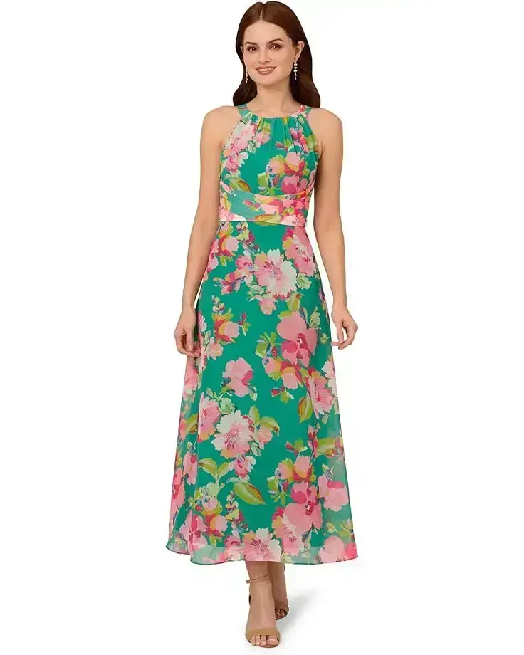 Women's Adrianna Papell Floral Chiffon Halter Dress