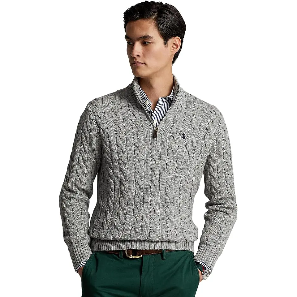 Long Sleeve Cotton Cable 1/2 Zip