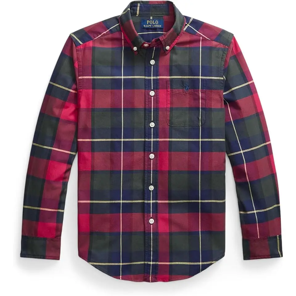 Plaid Cotton Oxford Shirt (Big Kid)