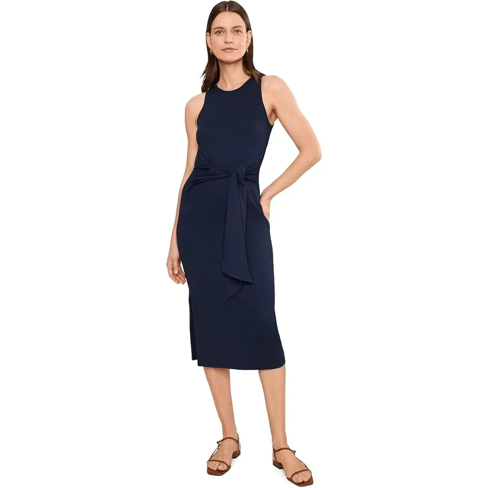 Cotton-Blend Tie-Front Sleeveless Dress