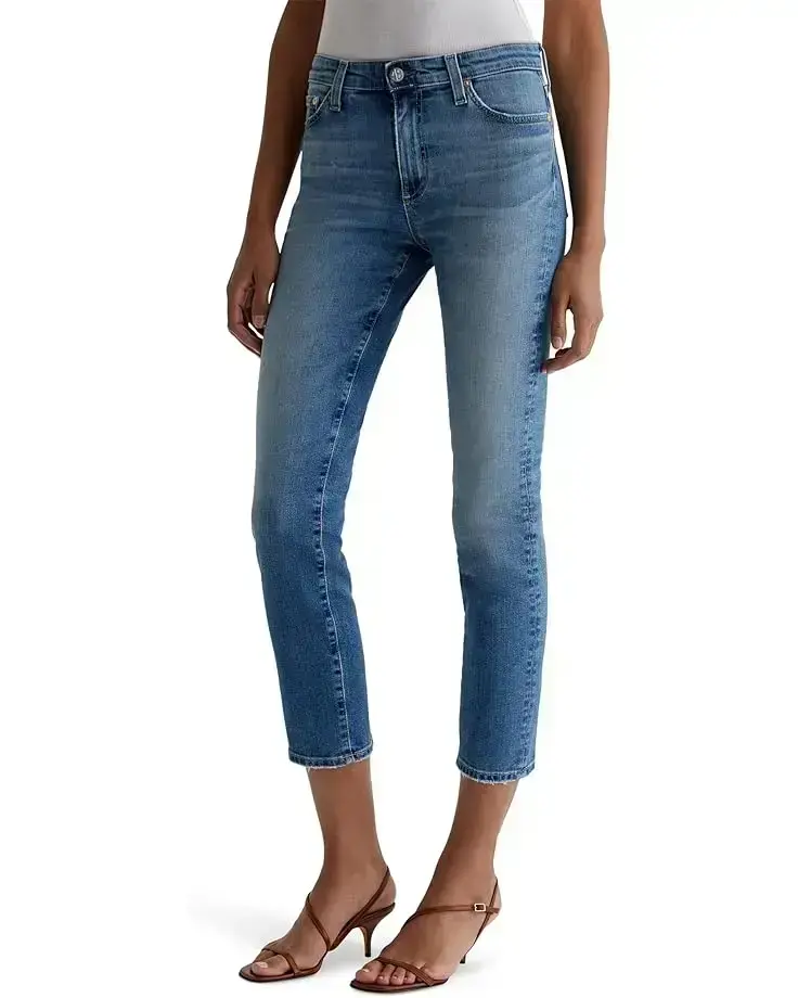Women's AG Jeans Mari Mid Rise Slim Straight Crop Jeans in 13 Years Reign