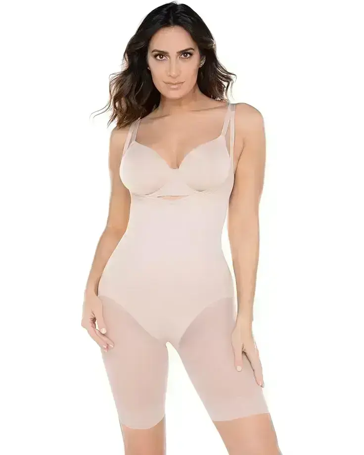 Women's Miraclesuit Shapewear Extra Firm Sheer Shaping Open Bust Mid-Thigh Slimmer