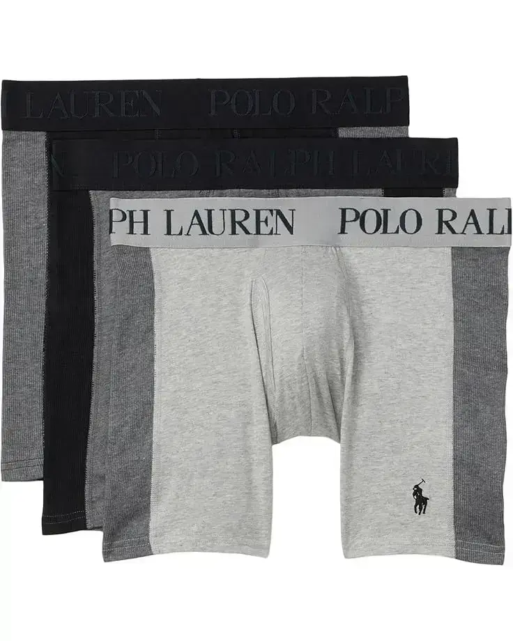 Men's Polo Ralph Lauren 4-D Flex Max Flex Boxer Brief w/ Rib Side Panel 3 Pack