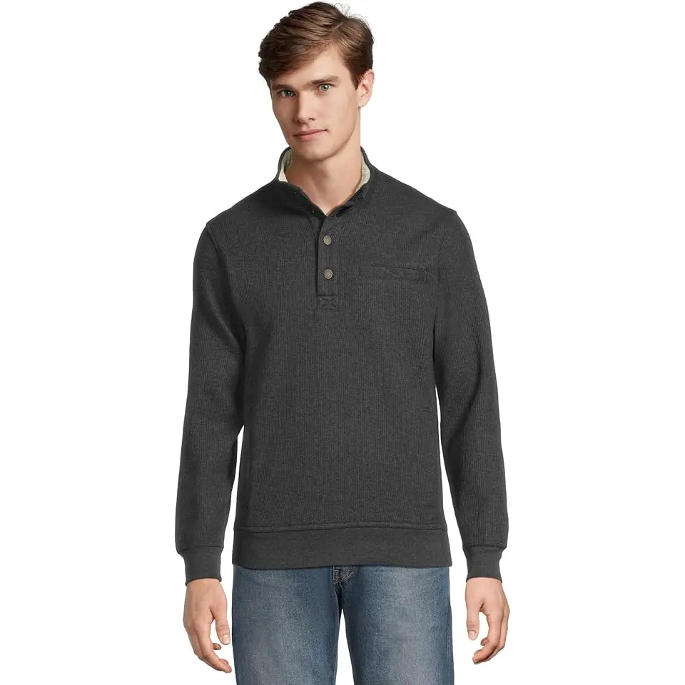Katahdin Iron Works Bonded Waffle Fleece Mock Neck