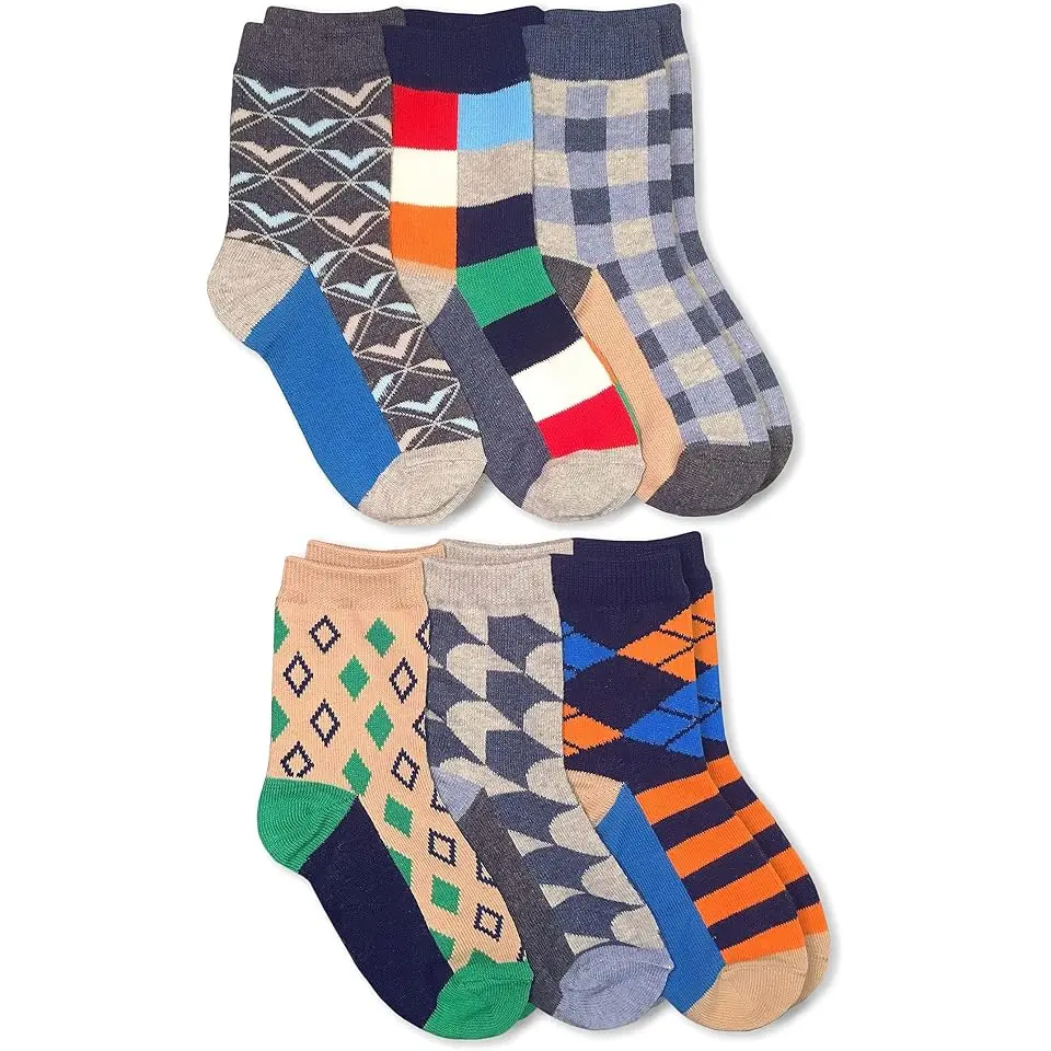 Boys Fun Colorful Dress Crew Socks 6 Pair Pack