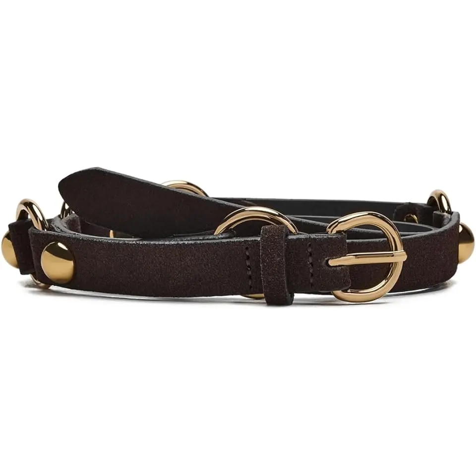 O-Ring Studded Suede Belt