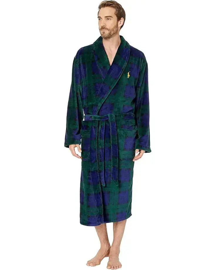 Men's Polo Ralph Lauren Microfiber Plush Long Sleeve Shawl Collar Robe