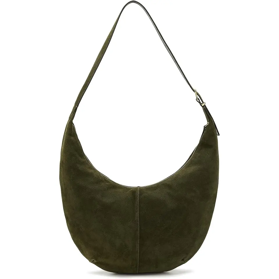 The Essential Curve Shoulder Bag in Suede