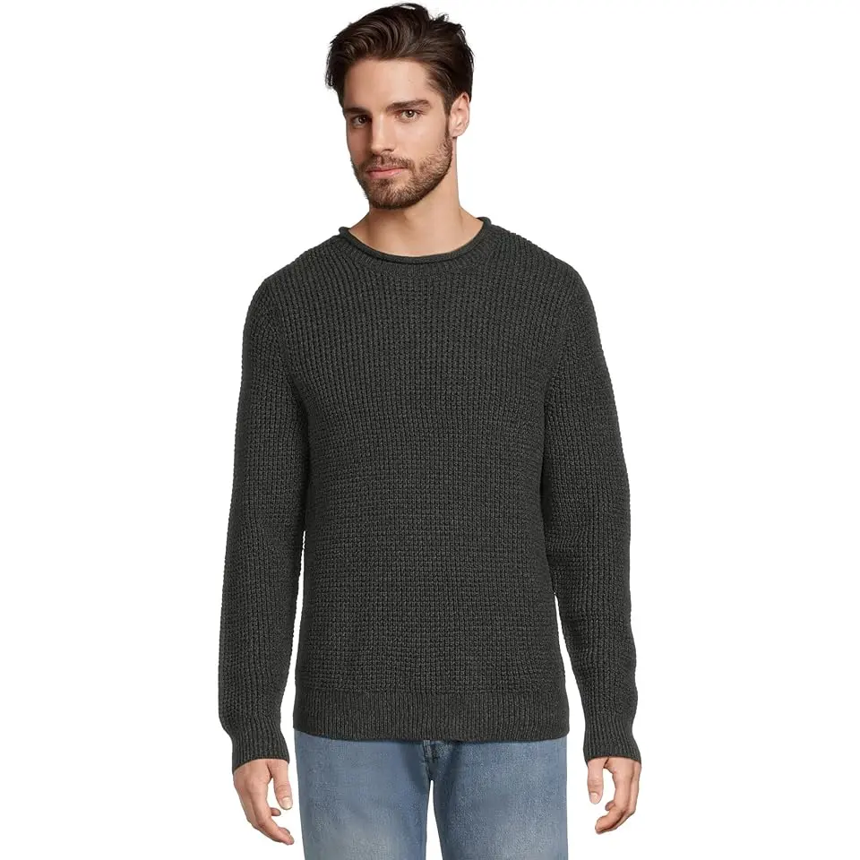 Organic Cotton Waffle Sweater Rollneck Crew
