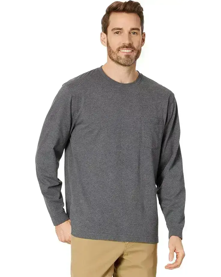Men's L.L.Bean Carefree Unshrinkable Tee with Pocket Long Sleeve