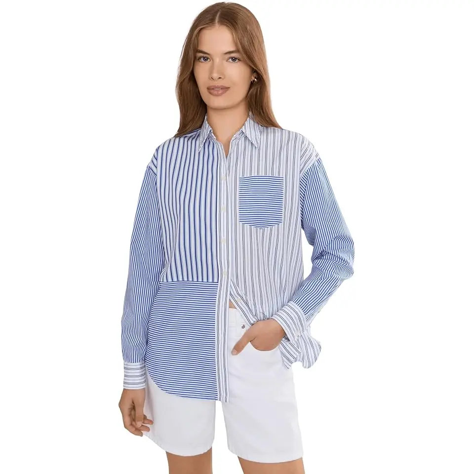 Petite Relaxed Fit Striped Broadcloth Shirt