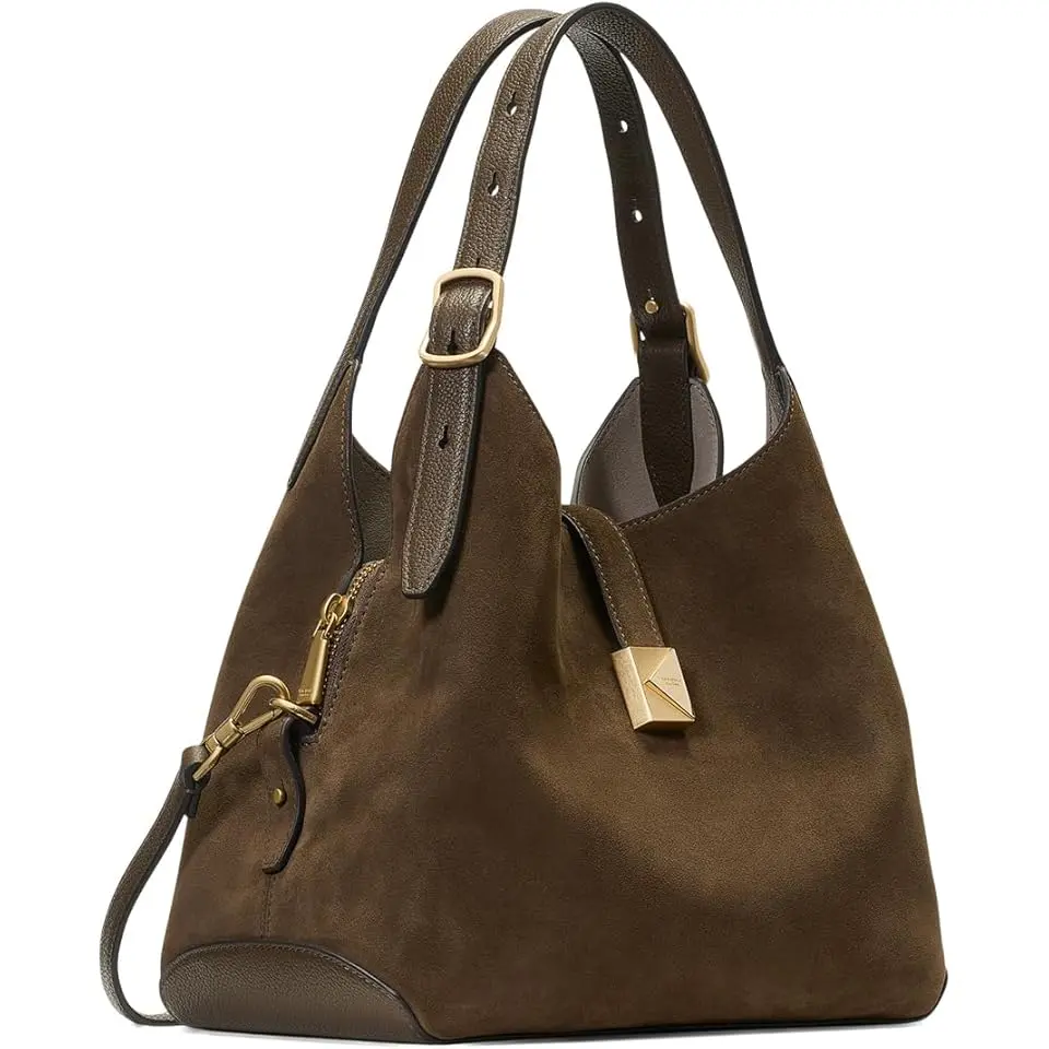Deco Pebbled Leather And Suede Crossbody Tote