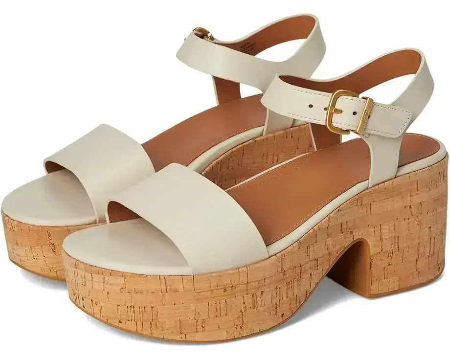 Women's FitFlop Platfforms Leather/Cork Heeled Ankle-Strap Sandals