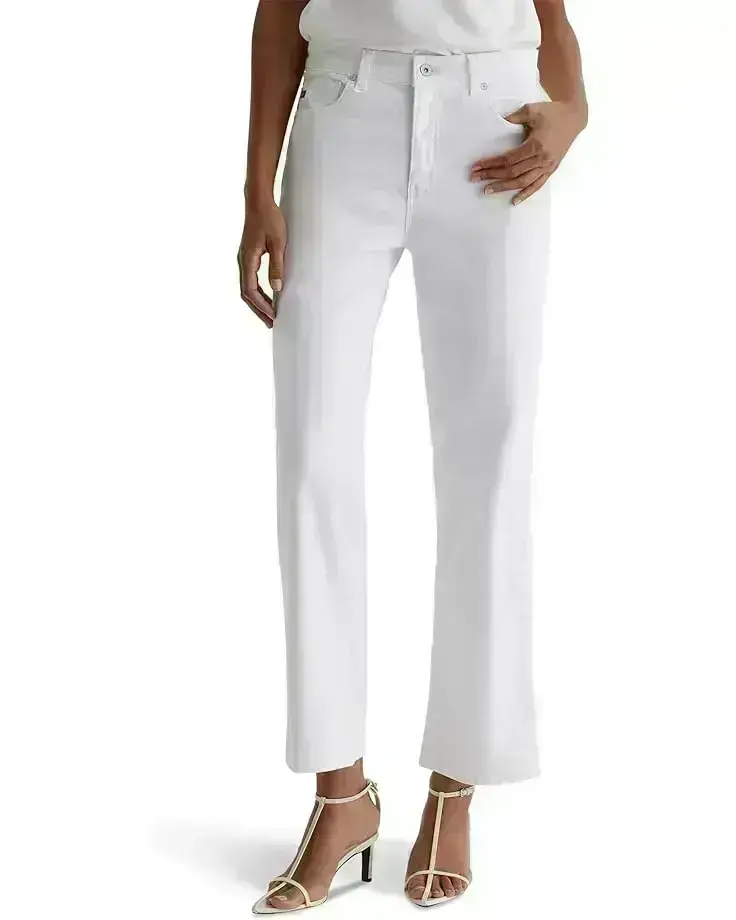 Women's AG Jeans Brinley Mid-Rise Straight Crop in Gallery White