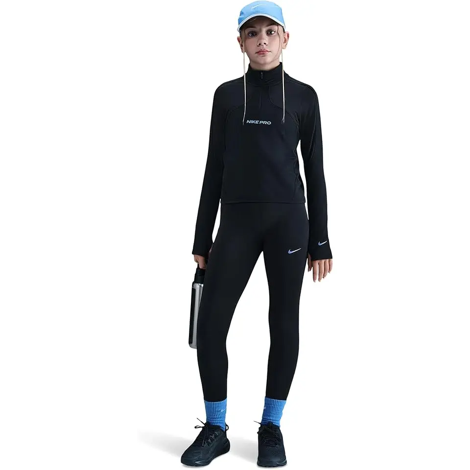 Pro Dri-FIT™ Leggings with Shine Accents (Little Kid/Big Kid)