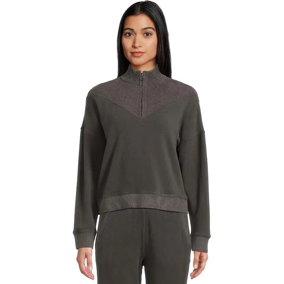 Brushed Fleece With Cozychic Ultra Lite® Rib 1/2 Zip Pullover