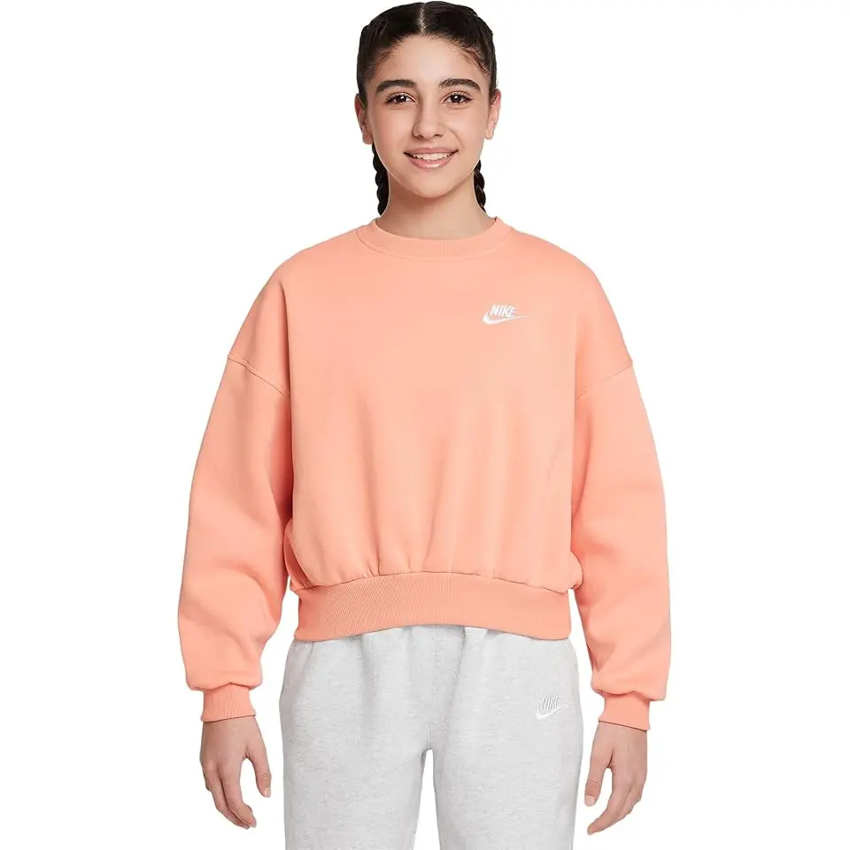 Club Fleece Boxy Crew-Neck Sweatshirt (Big Kid)