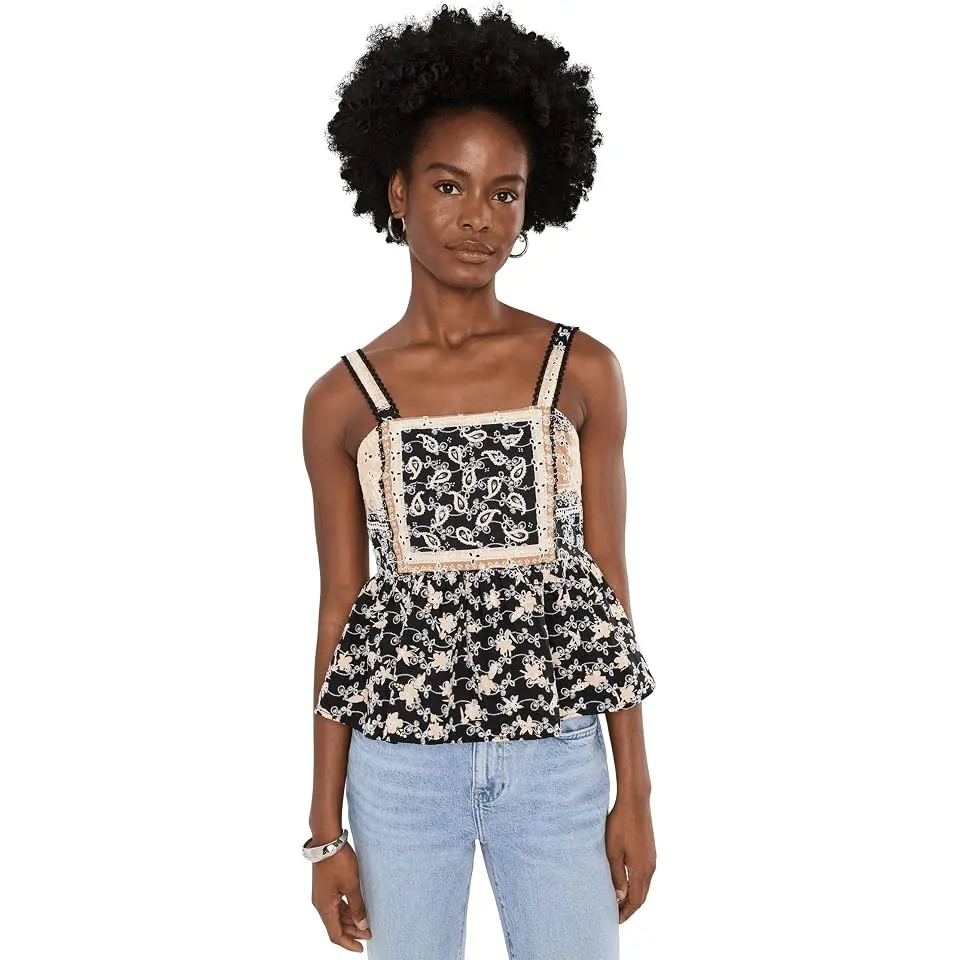 Mixed Print Peplum Top