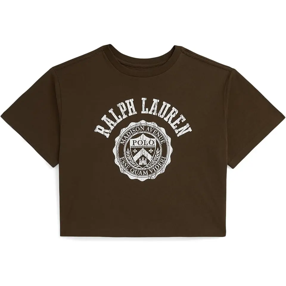 Logo Crest Cotton Jersey Boxy Tee (Big Kid)