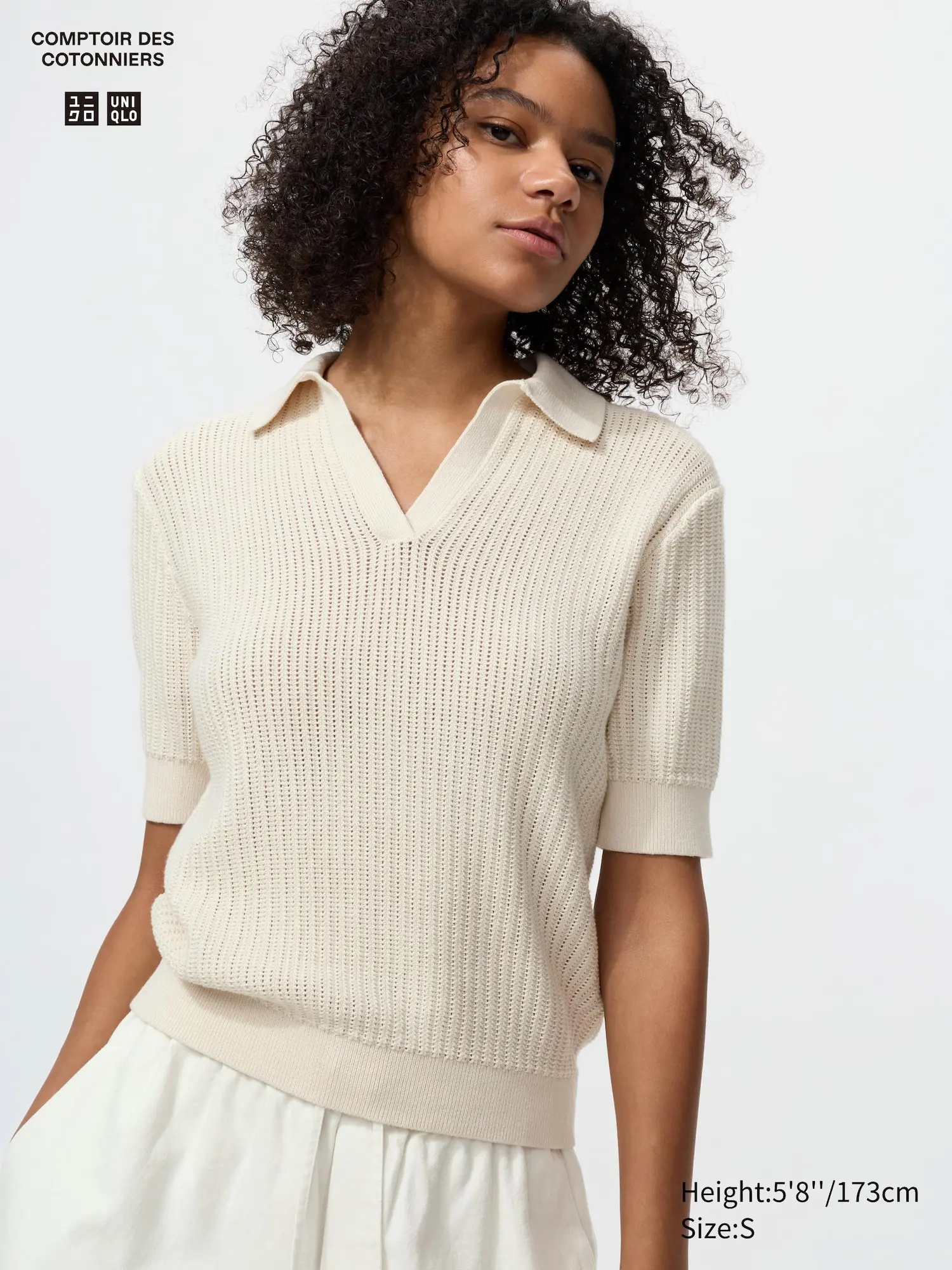 Women's Cotton Pointelle Skipper Polo Sweater