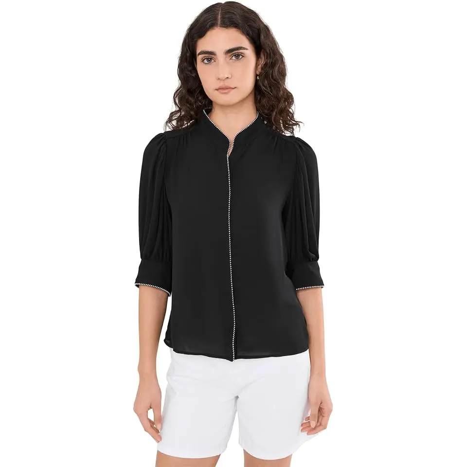 Contrast Whipstitch Trim Pearce Top