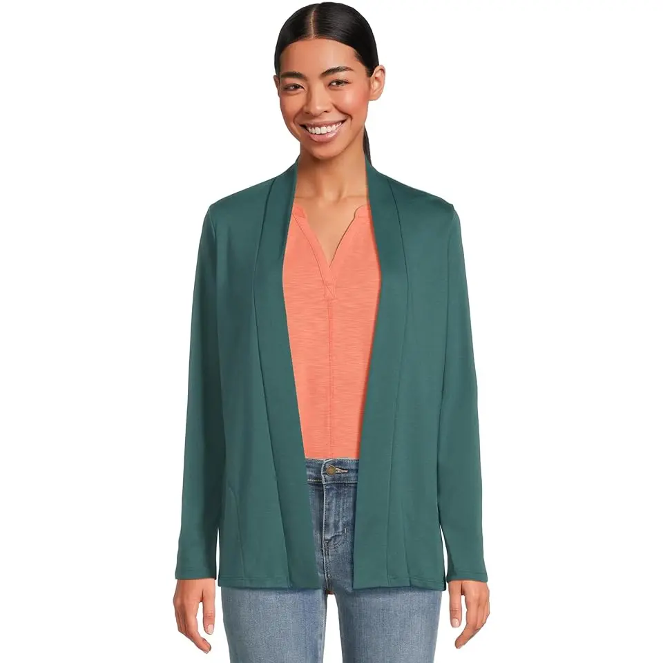 Pima Cotton Open Cardigan With Pockets